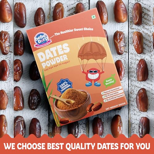 Image of BE'BE' BURP Date Powder| Kharik /Khajur Powder | 100% Natural Sweetener | No Preservatives, No Chemicals | Healthy Substitute for Refined Sugar | Dates for Little Ones, 200g