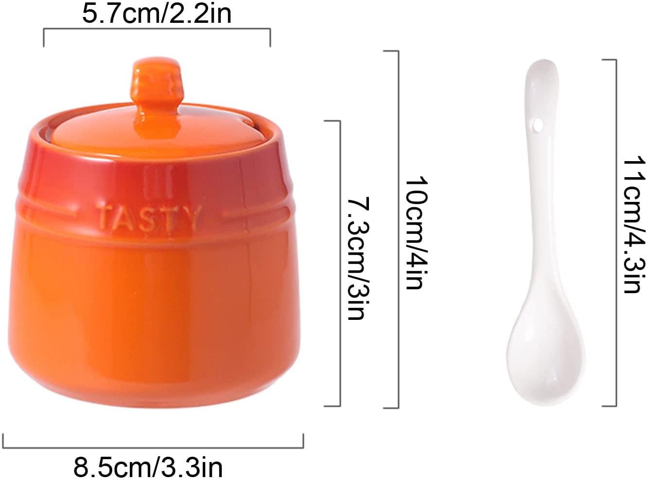 Un bol de sucre, un récipient de sucre Pot à sucre en céramique dégradé français avec couvercle, sucrier solide avec cuillère, pot à épices en porcelaine, rangement de décoration de cuisine - Rouge