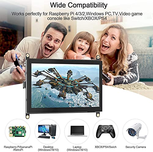 Image of 7 Inch Raspberry Pi Screen Touchscreen Monitor 1024x600 HDMI Monitor 16:9 IPS Screen Display for Raspberry Pi 5 /4 /3 /2 /Zero /B /B+ Win10 /8 /7, Free-Driver