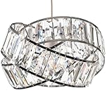 Giggi Modern Chrome Light Shade with Clear Acrylic Crystals 19cm x 29cm, Lampshades for Ceiling Lights, Interwoven Rings Pendant Light Shade, Lamp Shades for Bedroom, Living Room, Kitchen, Hallway