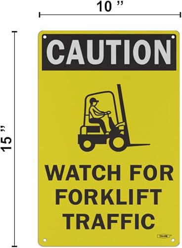 Miniatura 3 de Yellow Safety Manténgase seguro con nuestra precaución que cumple con OSHA Esté atento al tráfico de carretillas elevadoras - 15 "x10", aluminio de
