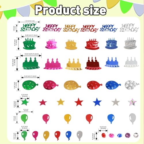 Image of Multicolor Happy Birthday Confetti, 3000 Pcs Birthday Cake Table Metallic Foil Confetti Party Table Decor for Party, Baby Shower, DIY Arts and Crafting