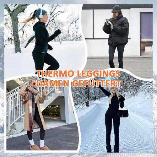AMIYOYO Thermo Leggings Damen Gefüttert Leggings Fleece Thermohose Verdickte Plüsch Leggins Blickdicht Samt Thermounterwäsche Warm Strumpfhose Winter