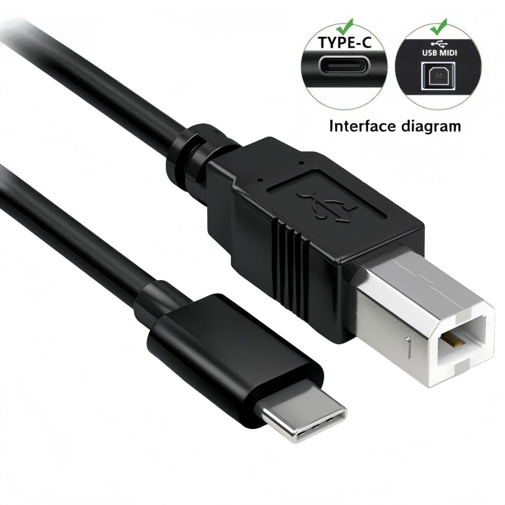 Cavo per stampante tipo C, 2 m, cavo USB B a USB C per stampante HP, Canon, Epson, Brother, Laserjet, MacBook Pro/Air M1/M2/M3, iMac, Scanner, trasferimento dati e sincronizzazione