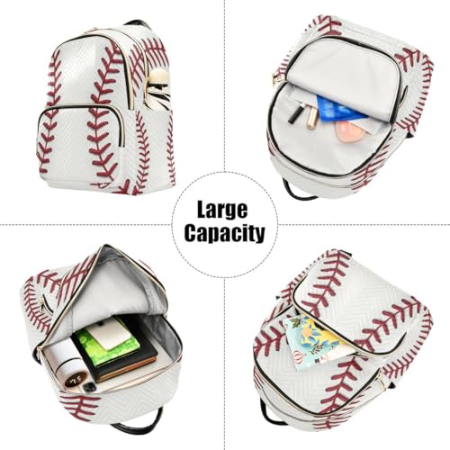 Image of ALAZA Baseball Red Lace Women Backpack Purse Ladies Fashion Shoulder Bag Daypack Travel Bag 10L