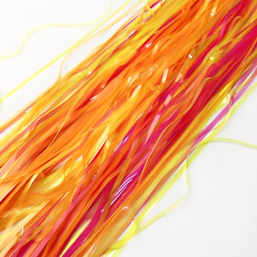 Image of Glow in The Dark Tinsel Curtains 2 Pack - 3.3x6.6ft UV Reactive Fluorescent Party Backdrop for Neon, Birthday, Pride Decorations, Pre-Taped, Lightweight Waterproof