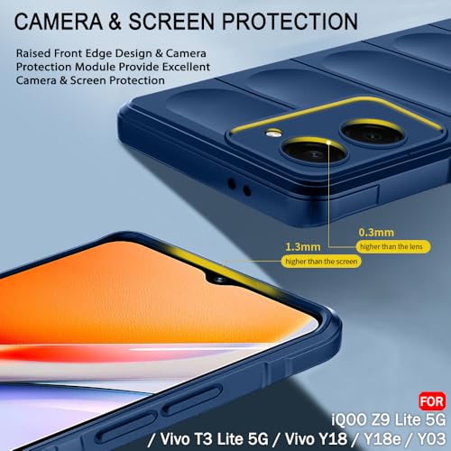 Image of TheGiftKart Liquid Silicon Back Cover Case for iQOO Z9 Lite /Vivo T3 Lite 5G / Y18 /Y18e /Y03 /Y28s /Y37 | Shockproof Military Grade Protection | Micro-Fibre Cloth On Inside | Anti-Slip Grip (TPU, Blue)