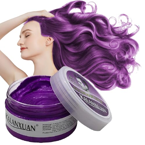 Temporary Hair Color Wax, Purple Hair Dye Semi Permanent hair dye, Hair Spray Temporary Dye Hair Wax Hair Style dye Mud Wash Out Easily for Men & Women Instant Styling 100g