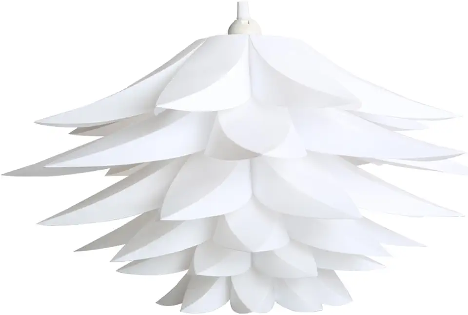DIY IQ Jigsaw Puzzle Toy Lotus Flower Lamp Shade Ceiling Pendant for Room Decoration (White)