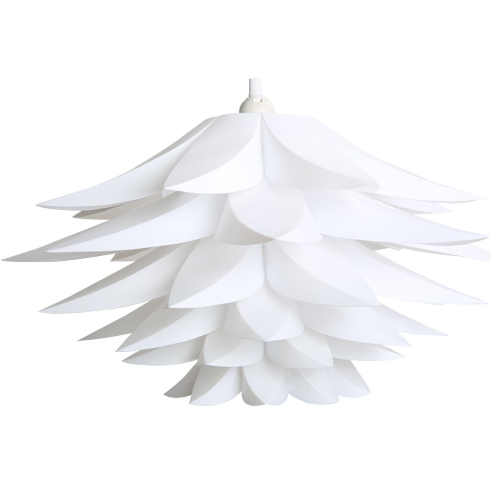 DIY IQ Jigsaw Puzzle Toy Lotus Flower Lamp Shade Ceiling Pendant for Room Decoration (White)