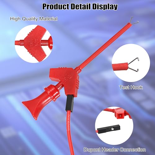 Image of Sumnacon Test Leads Kit 10 Pcs 5 Colors Mini SMD IC Test Hook Clips with Silicone Jumper Wires Cable for Logic Analyzer Electrical Testing Clip Leads or Multimeter Test Leads for Repairing Cell Phone