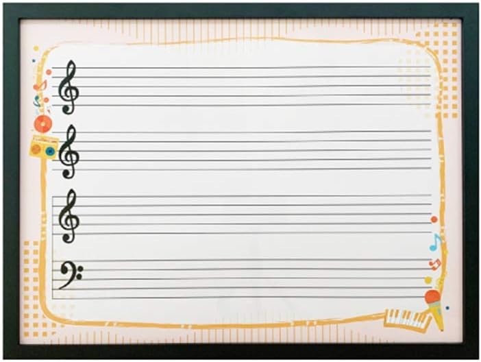 whiteboard Stave Wooden Frame Hanging Music Reading for Music Teaching Training Records (Color : Black Border, Size : 45X60CM) (Beige Border 60X90CM) (Beige Border 60X90CM)