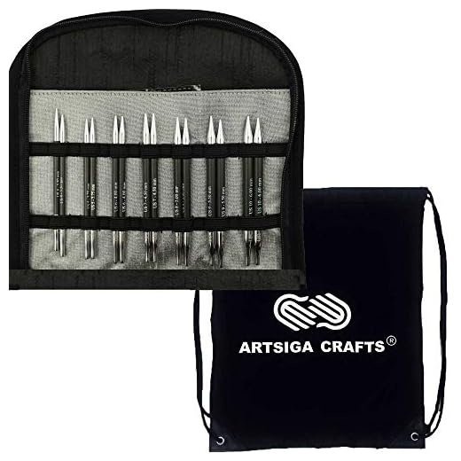 Knitter's Pride Knitting Needles Karbonz Special Interchangeable Short Tip Set Bundle with 1 Artsiga Crafts Project Bag 110605