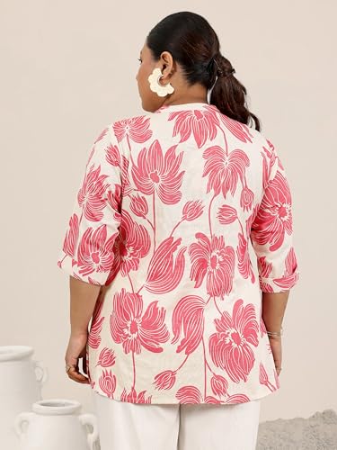 Image of Plus Size Printed Cotton Straight Kurti for Women