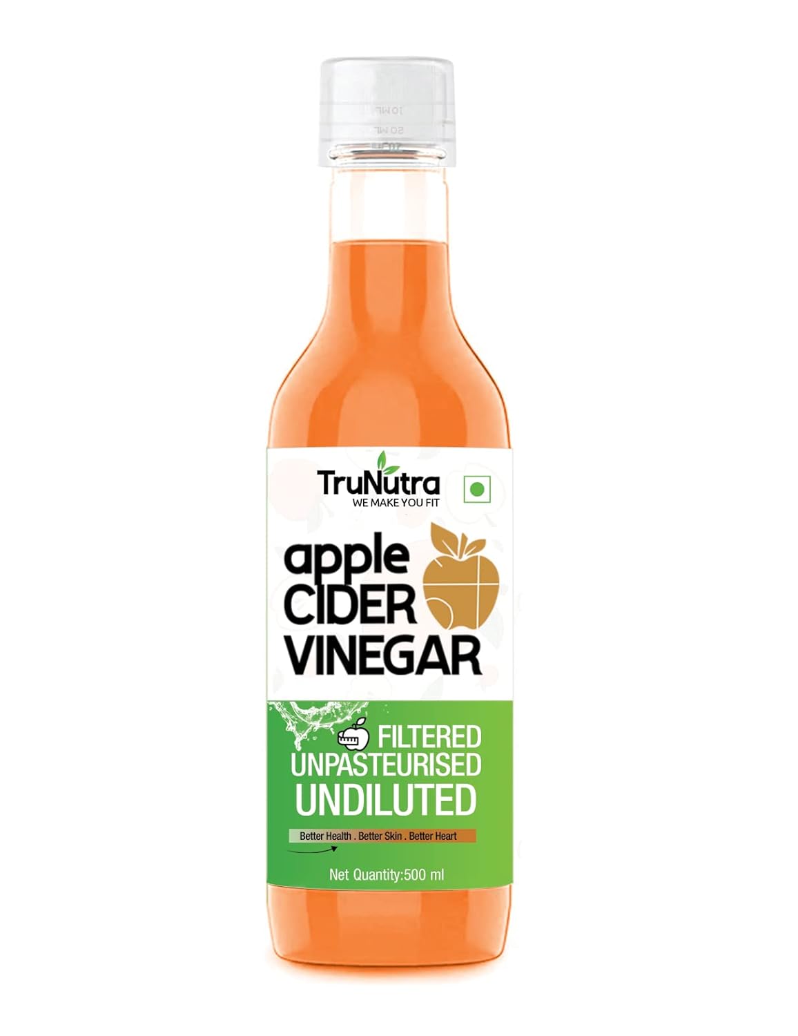 Apple Cider Vinegar For Weight Loss, Filtered Vinegar | Help In Skin, Immune & Digestion | 100% Natural Acv | No Added Sugar Apple Cider 500ml (Pack Of 1)