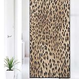 Leopard Print Pattern Window Privacy Film,Skin Pattern of a Wild Safari Animal Powerful Panthera Big Cat Frosted Window Film,for Bathroom Office Living Room,35.4' x 78.7' Pale Brown Black