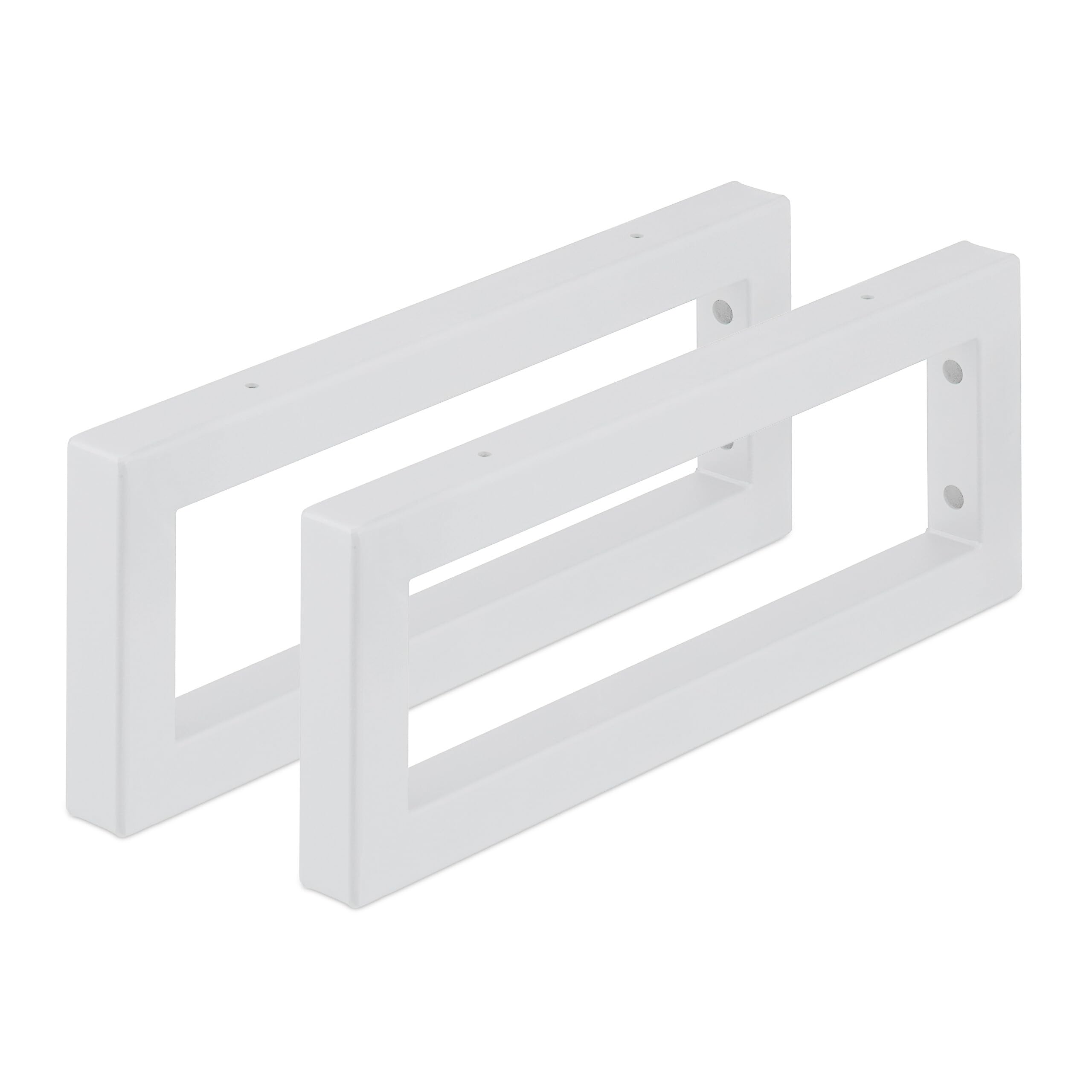 Relaxdays Reggimensola da Muro, 2 Staffe per Mensole Parete, 40 cm, Supporti Rettangolari per Scaffali, Acciaio, Bianco