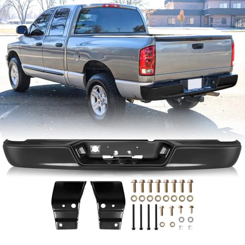TUSDAR Rear Bumper Assembly Set Replacement for 2002-2008 Dodge Ram 1500/2003-2009 Dodge Ram 2500 3500 Pickup Black Steel Rust Defense Back Bumper