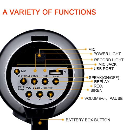 Hornpro Megaphone Speaker Pa Bullhorn - Built-In Siren &Usb Flash Drive - 35 Watts 240S Record- For Football Soccer, Baseball Basketball Cheerleading Fans Coaches & Safety Drills (Black) #TOP1
