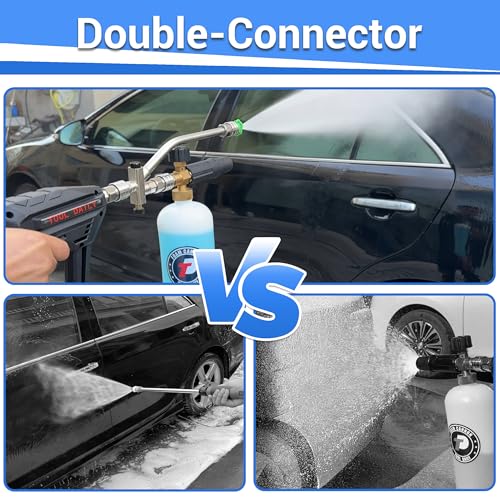 Image of Tool Daily Short Pressure Washer Gun with Foam Cannon, Dual Connector Accessory, 1 /4 Inch Quick Connect, 5 Spray Nozzle Tips, 1 Liter