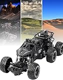 Six-Wheel Alloy Rock-Climbing RC Car, 2.4GHz 4WD High-Speed Off-Road Remote Control Truck w/ Dual Magnetic Motors, Suspension & Non-Slip Tires - Outdoor Alloy Rc ATV for Adults & Kids 8-12 (Black)