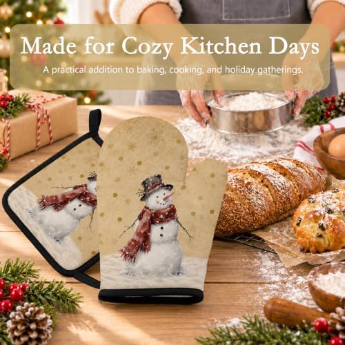 Vintage Christmas Winter Snowman Oven Mitts and Pot Holders Sets — 사진 3