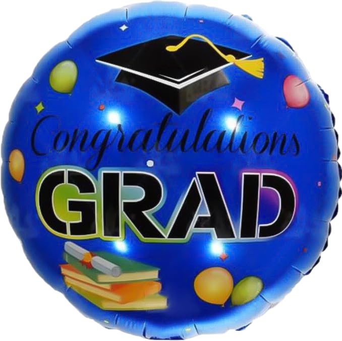 Blue Round Graduation Foil Balloon, 45cm (2 pack)