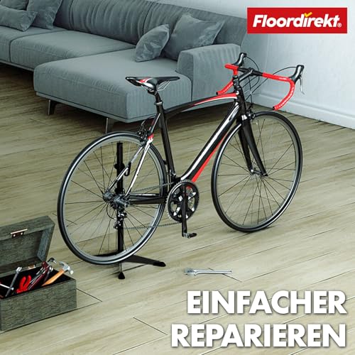 Floordirekt Verstellbarer Fahrradständer mit Gummihaken Fahrrad Montageständer, Fahrradständer, Wartungsständer mit Haken, Fahrradhalter, Montageständer, (Leon)