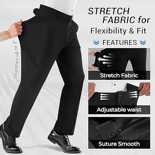 Calormas Mens Pants, Timelessflex-Men's High Stretch Straight Fit Pants, Men's High Stretch Straight Fit Pant2