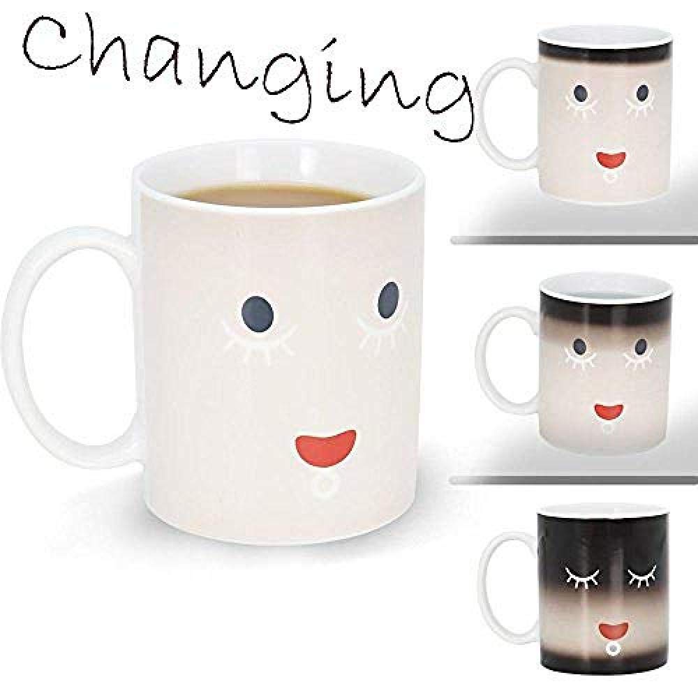 Taza mágica que cambia de color para cumpleaños, oficina, amigo, familia, regalo @negro 6@Black7