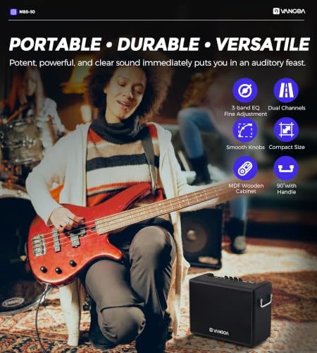 Image of Vangoa 30W Bass Amp Portable 8 inch Speaker for Home Practice, Small Room Jams