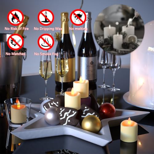 Image of Rechargeable Tea Lights Candles with Timer,1.5 inchx2 inchElectric LED Votive Candles Warm White for Valentines Decor, Wedding,Home Decoration(12pcs