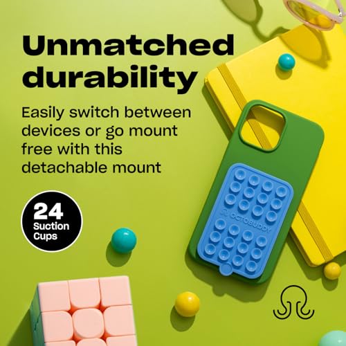 Image of OCTOBUDDY - Silicone Case Double-Sided Suction Phone Case Detachable Mount - Hands-Free, Strong Grip Holder For Selfies & Videos - iPhone & Android Compatible - 2.5? X 3.75?, Baby Blue Jay