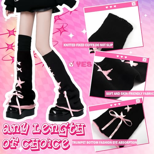 Image of Geyoga Y2k Accessories Harajuku Leg Warmers Gyaru Clothes Japanese Kawaii Girls Leg Warmers Goth Cute Lolita Knit Boot Socks