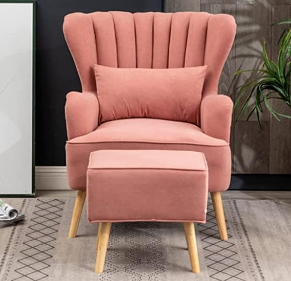 Wing Chair for Living Room with Ottoman |Single Seater Chair with Foot Rest and Cushion | Wingback Chair for Livingroom, Bedroom, Office | Ashrose with Stool-image-24