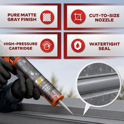 Image of XFasten Gray Silicone Caulk Bulk 10.1 oz 16-Pack Gray Caulking Waterproof