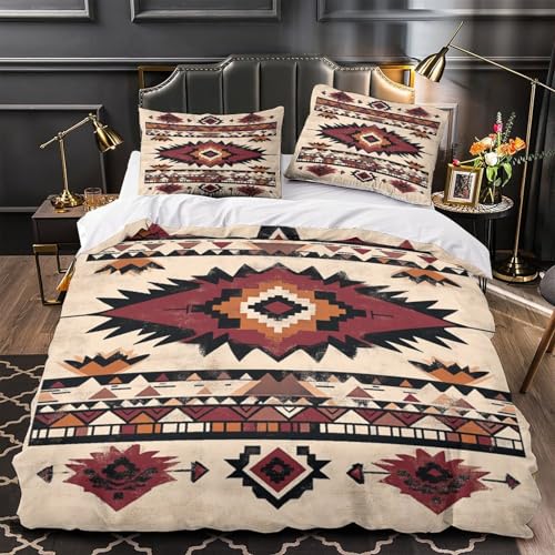 Housse de couette tribale 3D super douce géométrie ethnique 135x200cm