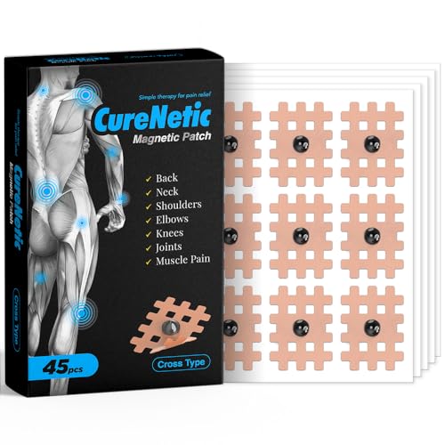 CureNetic - Magnetic Patch_Cross Type - 1,100 Gauss - Muscle Pain Relief, Magnetic Acupressure Patch, Magnetic Therapy - 45pcs - Made in South Korea