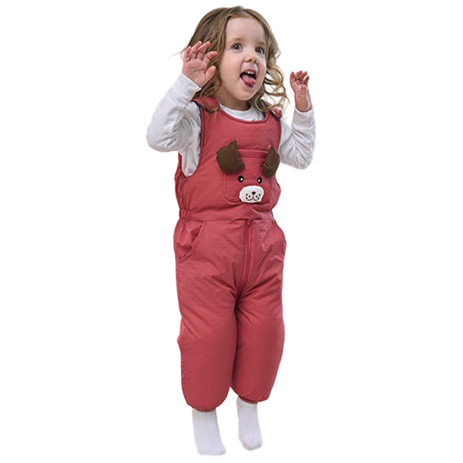Pantaloni da neve per bambini per ragazzi e ragazze Dolce senza maniche Salopette foderata spessa calda tuta imbottita pantaloni esterni