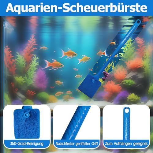 Aquarium Reinigungsset mit 3 Aufsätzen und Reinigungszubehör, 1,7m Aquarium Wasserwechsel mit Schlauchventil Handpumpe Wasserwechsel Set für Reinigen