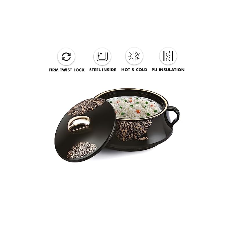 Cello Midas Casserole Gift Set with Inner Steel, 3 Unit(500ml, 1000ml, 1500ml), Black - Image 4