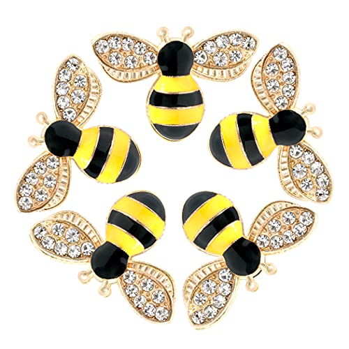 Pistha 20 Pcs Enamel Bee Charms Pendants Rhinestone Enamel Craft Embellishments Crafting for Halloween DIY Handmade Crafts (yellow)
