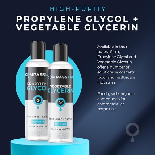 Compass Laboratory Propylene Glycol & Vegetable Glycerin - 500mL Each | USP-Grade, High-Purity Mixing Solutions