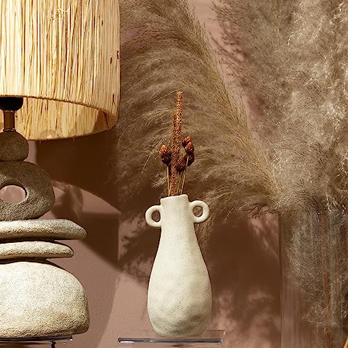 Ceramic Vase Modern Farmhouse Decor - Small Antique Stoneware Jug For Rustic Centerpiece, Double Ear Decorative Flowers Vases For Living Room, Dinner Table 3 X 3 X 7 Inch Cynkeyee #TOP2