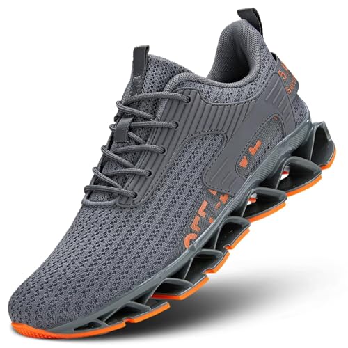 Mens Walking Running Shoes Casual Fashion Tennis Sneakers Blade Comfort Non Slip Work Athletic Sport Grey