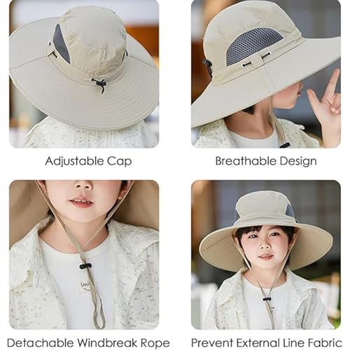 Wide Brim Solar Fan Hat for Kids, Solar Powered Fan Hat with USB Charging for Outdoor Activities3