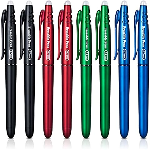 KERIFI Erasable Gel Pens 0.7mm, Heat Erasable Fine Point Ballpoint Pens, Make Mistakes Disappear, Gel Ink Pens with Eraser for Drawing Writing Planner Journaling (Red, Blue, Black, Green) Cover
