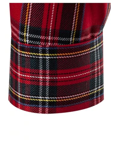 Men's Plaid Shirt Checkered Long Sleeve Collared Button Down Casual Shirts4