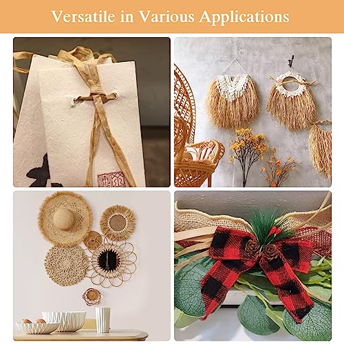 Hrx Package Raffia Paper Craft Ribbon, 218 Yards By 1/4 Inch Width Kraft Matte Paper Ribbon  For Christmas Gifts, Craft Diy Supply, Wrapping Hanging Tags (Kraft) #TOP3