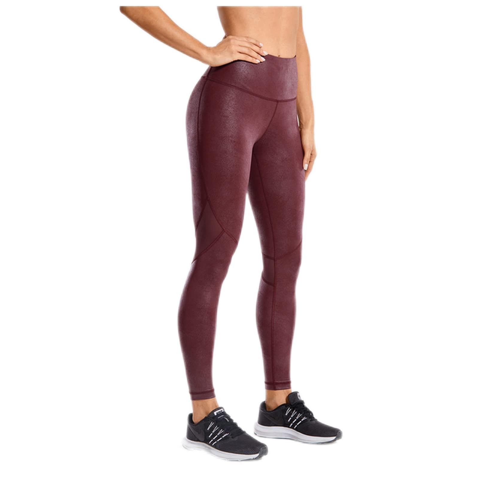 DUnLap Legging de sport pour femme avec revêtement mat en similicuir texturé - Legging d'entraînement sportif pour femme - Pantalon moulant en maille avec cordon de serrage - Pantalon large pour femme